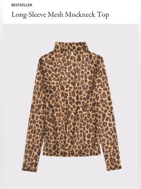 BNWT Abercrombie & Fitch Leopard Mesh Mockneck Long Sleeve Top | Size Small